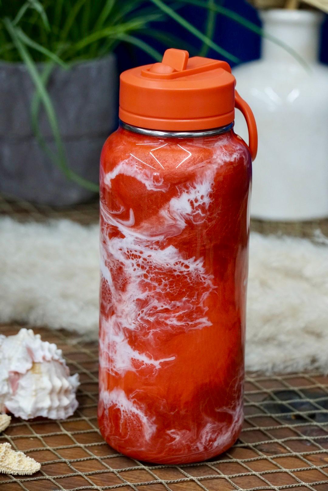 Sunset Orange Waves Water Bottle