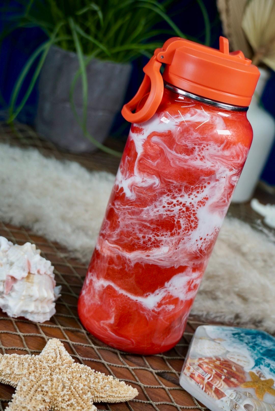 Sunset Orange Waves Water Bottle