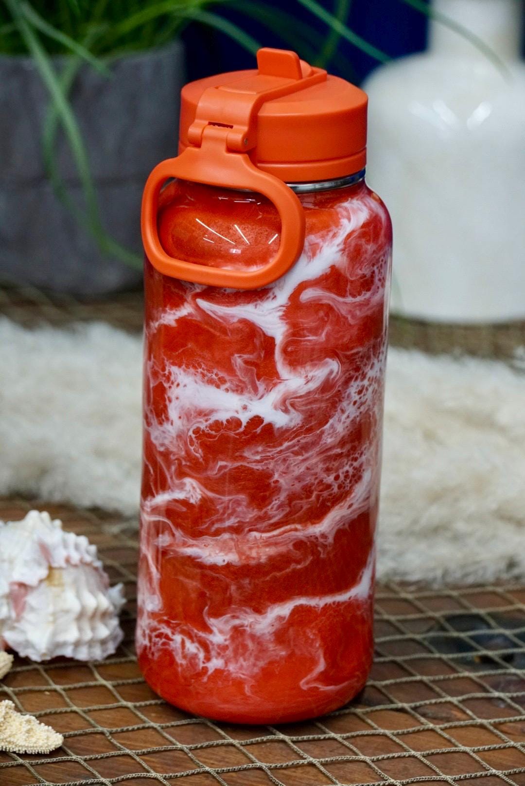 Sunset Orange Waves Water Bottle