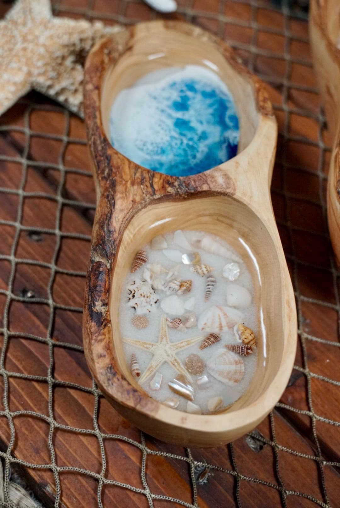 Olive wood live edge dish