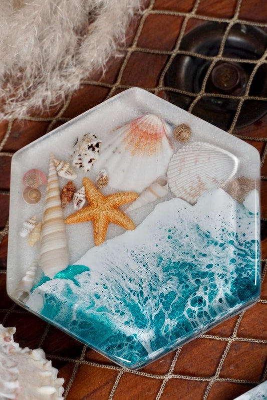 Turquoise Waves Sea Scape Coasters