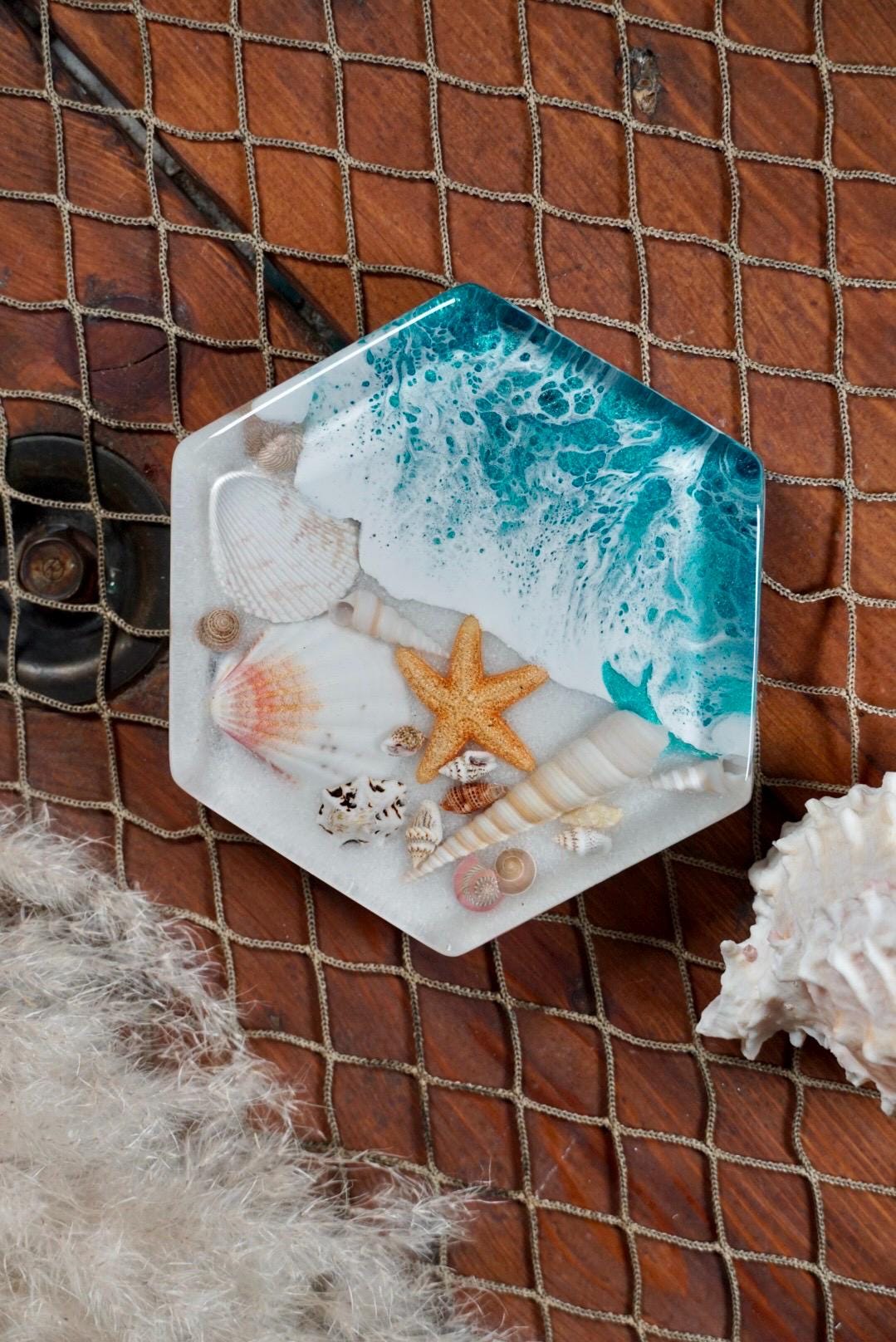 Turquoise Waves Sea Scape Coasters