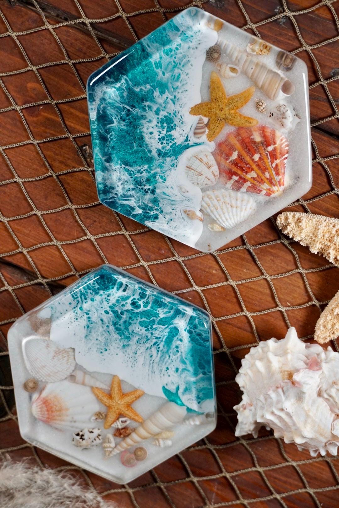 Turquoise Waves Sea Scape Coasters