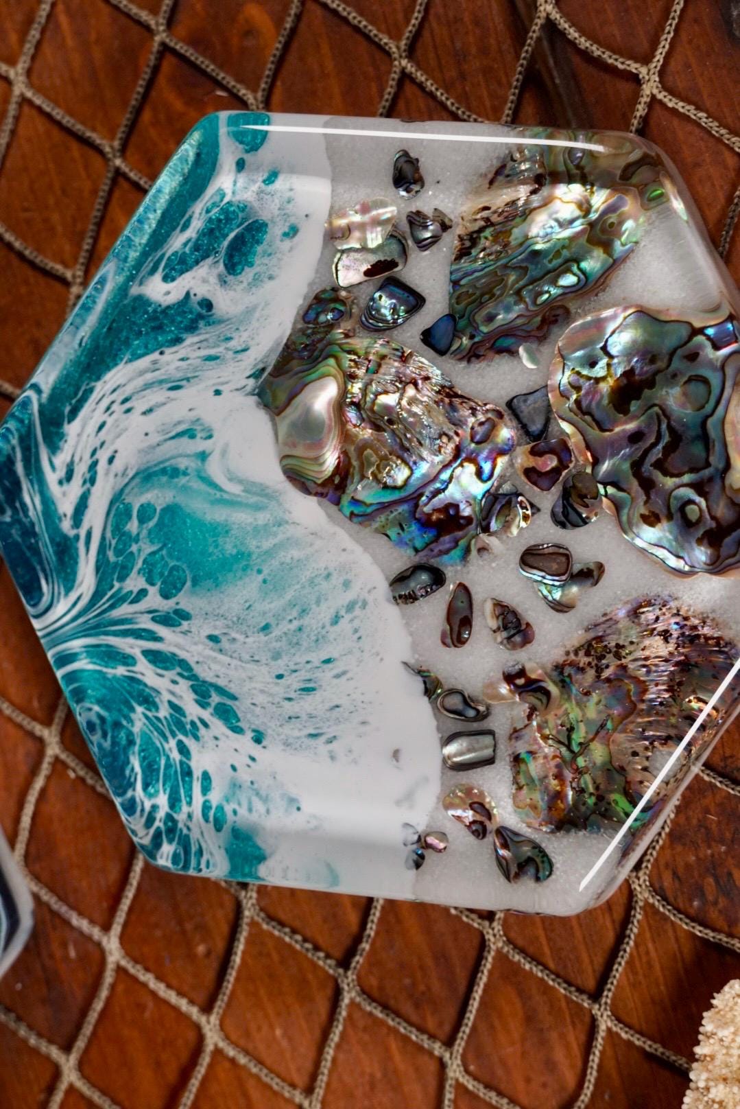 Turquoise Waves Abalone Shell Coasters