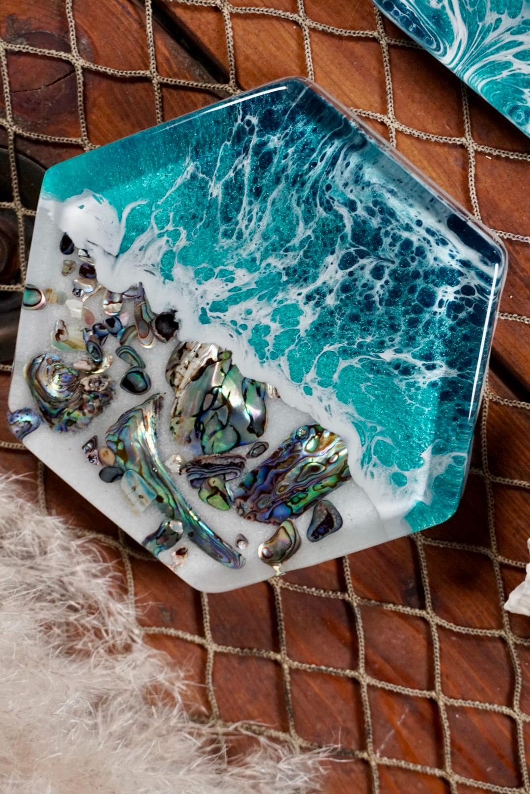 Turquoise Waves Abalone Shell Coasters