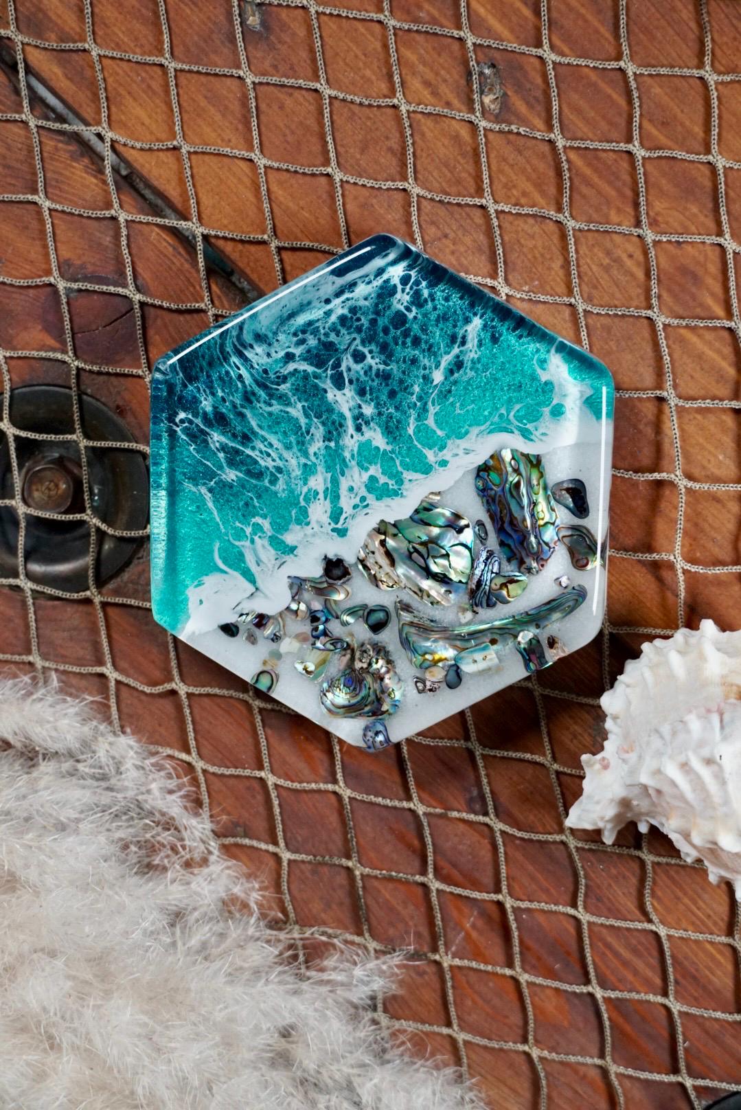 Turquoise Waves Abalone Shell Coasters