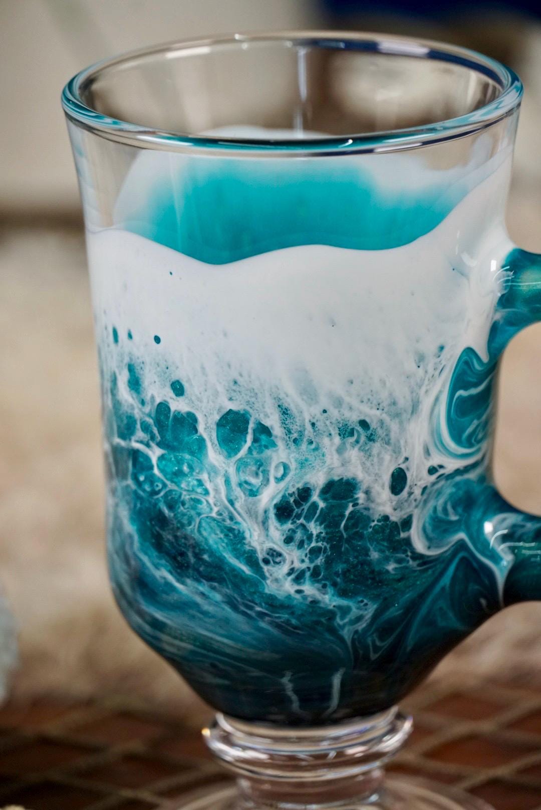 Turquoise Waves Irish Mug Coffee Glasses | Coastal Decor