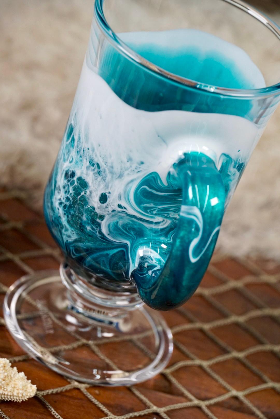 Turquoise Waves Irish Mug Coffee Glasses | Coastal Decor