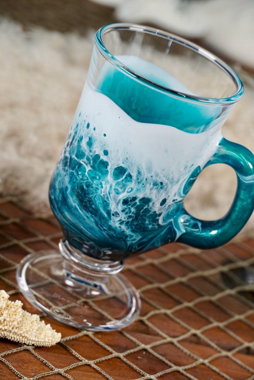 Turquoise Waves Irish Mug Coffee Glasses | Coastal Decor
