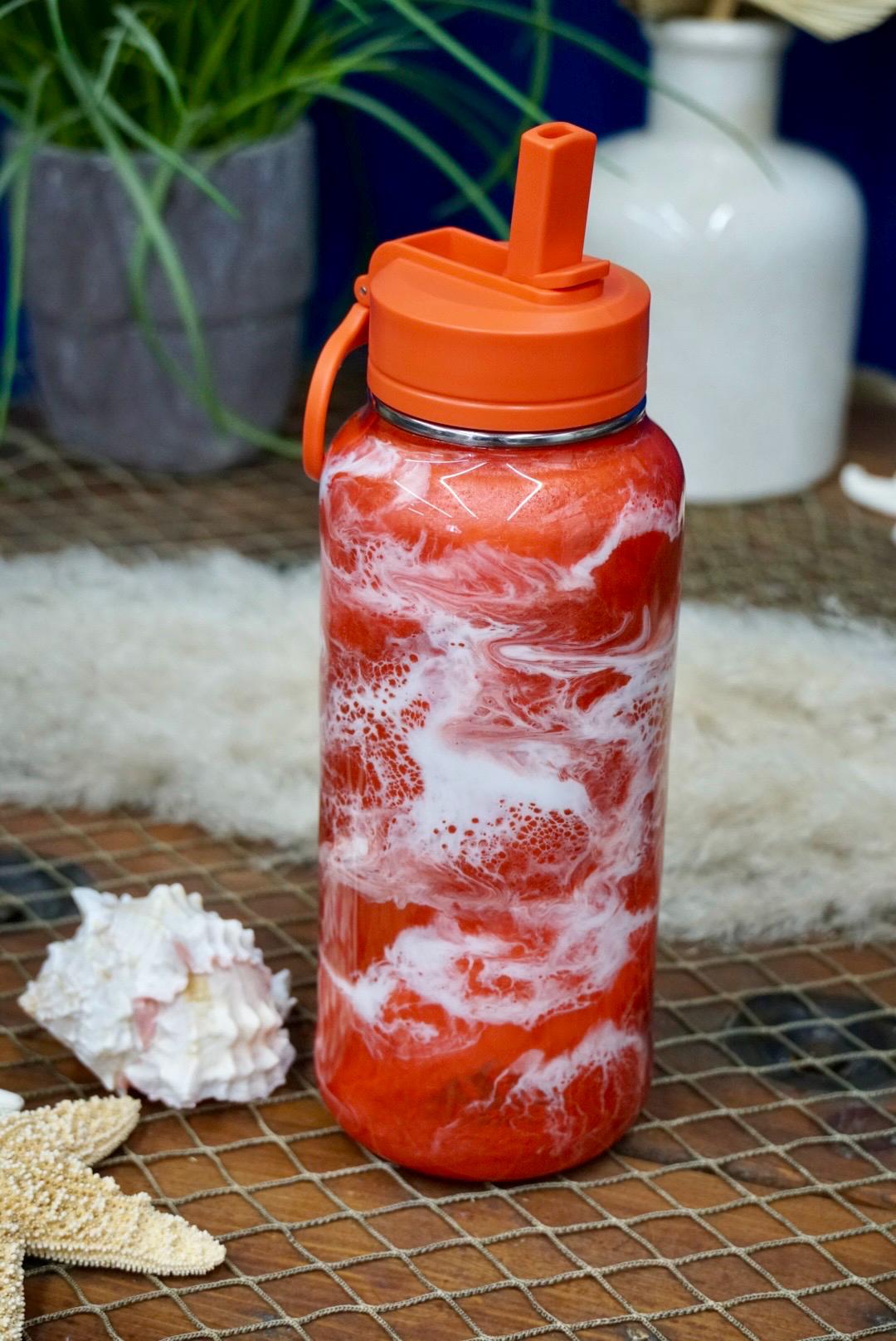 Sunset Orange Waves Water Bottle