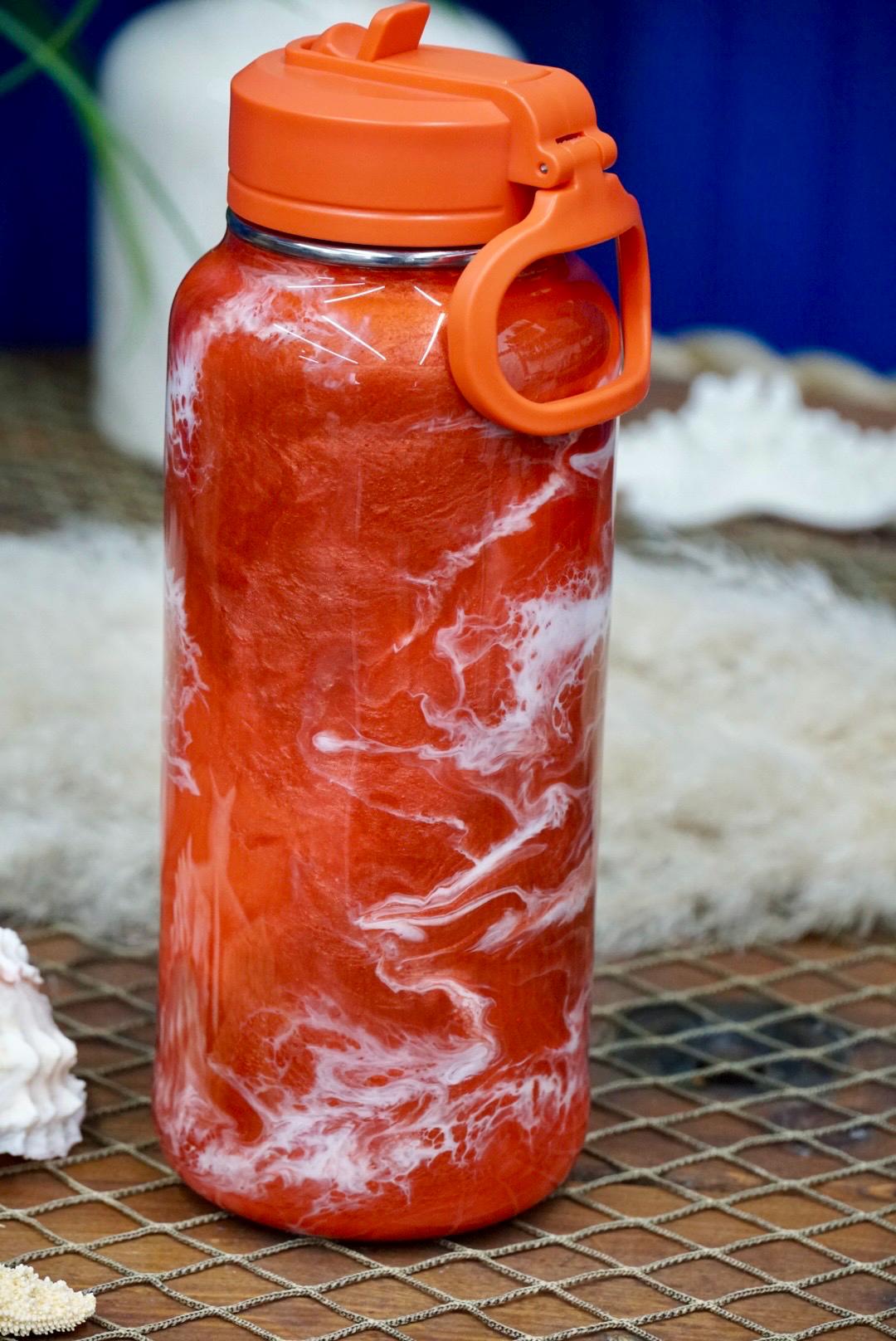 Sunset Orange Waves Water Bottle
