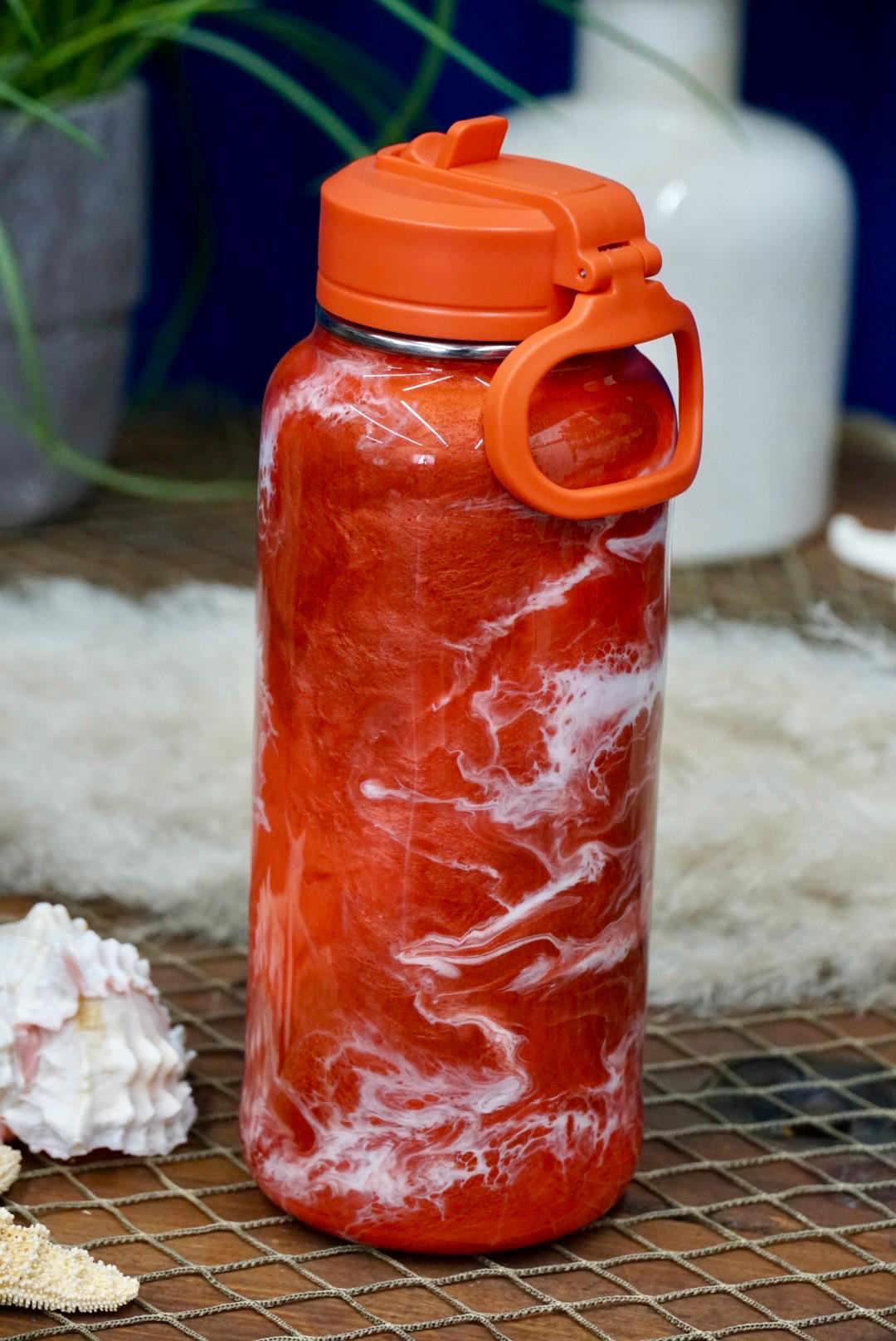 Sunset Orange Waves Water Bottle