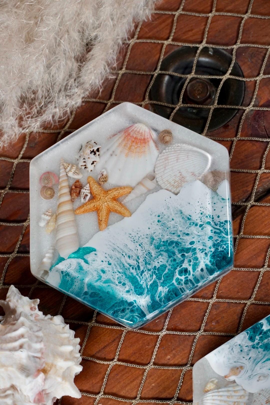 Turquoise Waves Sea Scape Coasters
