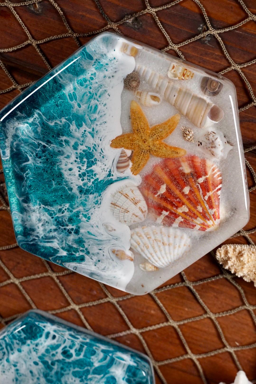 Turquoise Waves Sea Scape Coasters