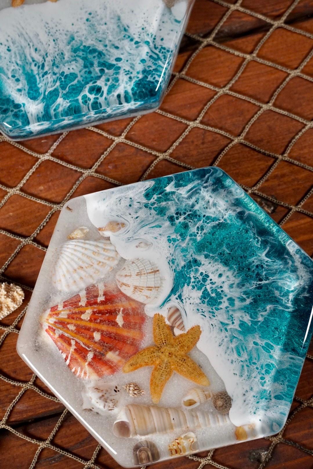 Turquoise Waves Sea Scape Coasters
