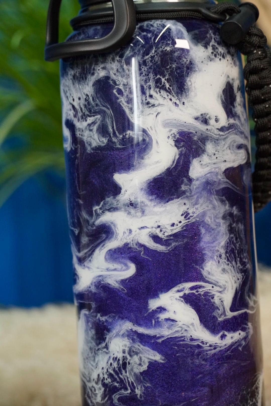 Midnight Purple Waves Insulated Water Bottle Thermos Sports Bottle