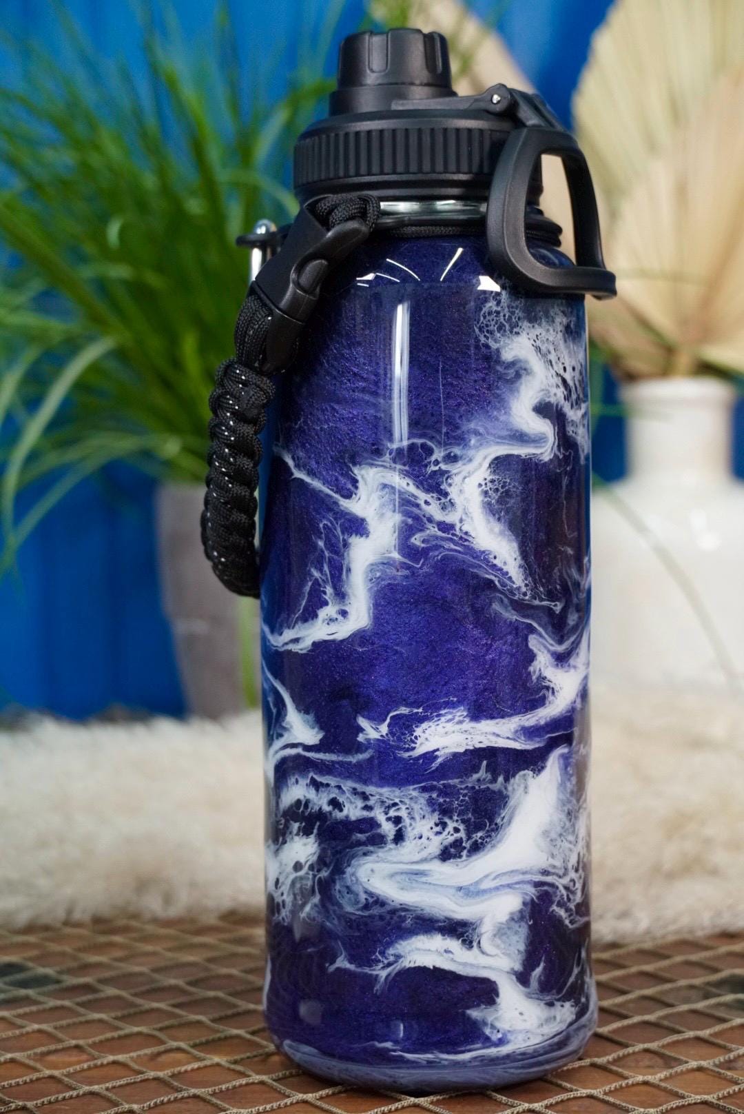 Purple Waves Insulated Water Bottle Thermos Sports Bottle