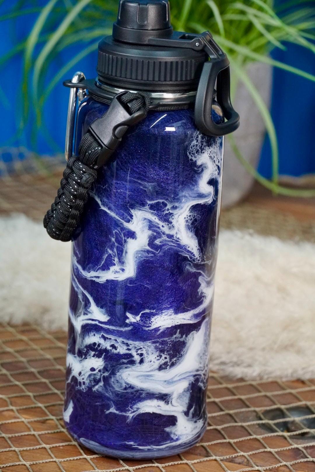 Purple Waves Insulated Water Bottle Thermos Sports Bottle