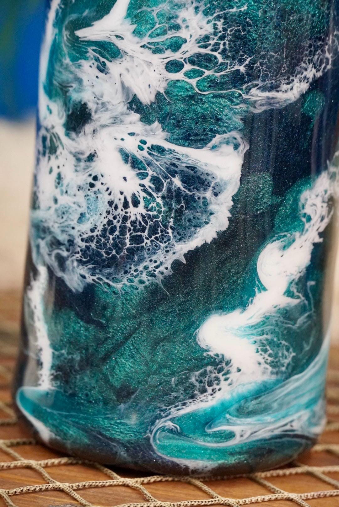 Turquoise Waves Insulated Water Bottle Thermos Sports Bottle