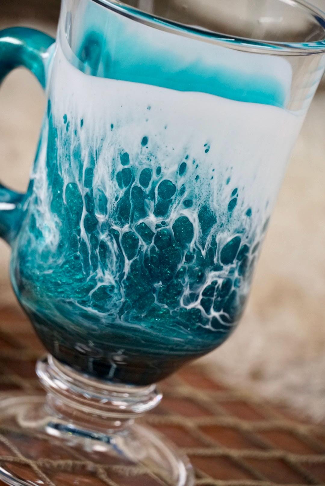 Turquoise Waves Irish Mug Coffee Glasses | Coastal Decor
