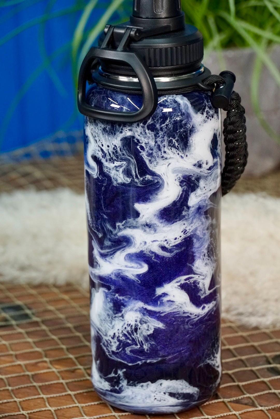 Purple Waves Insulated Water Bottle Thermos Sports Bottle