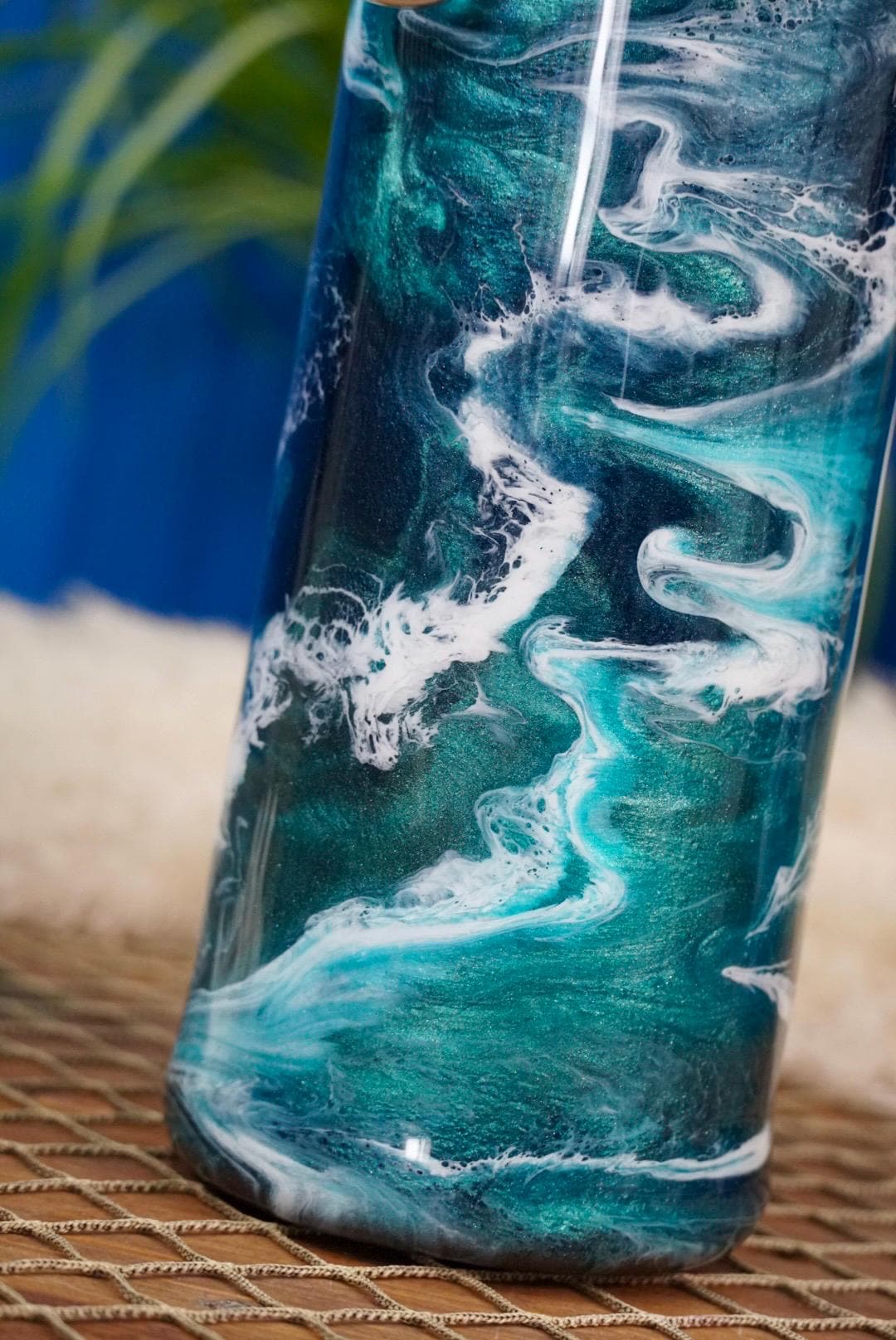 Turquoise Waves Insulated Water Bottle Thermos Sports Bottle