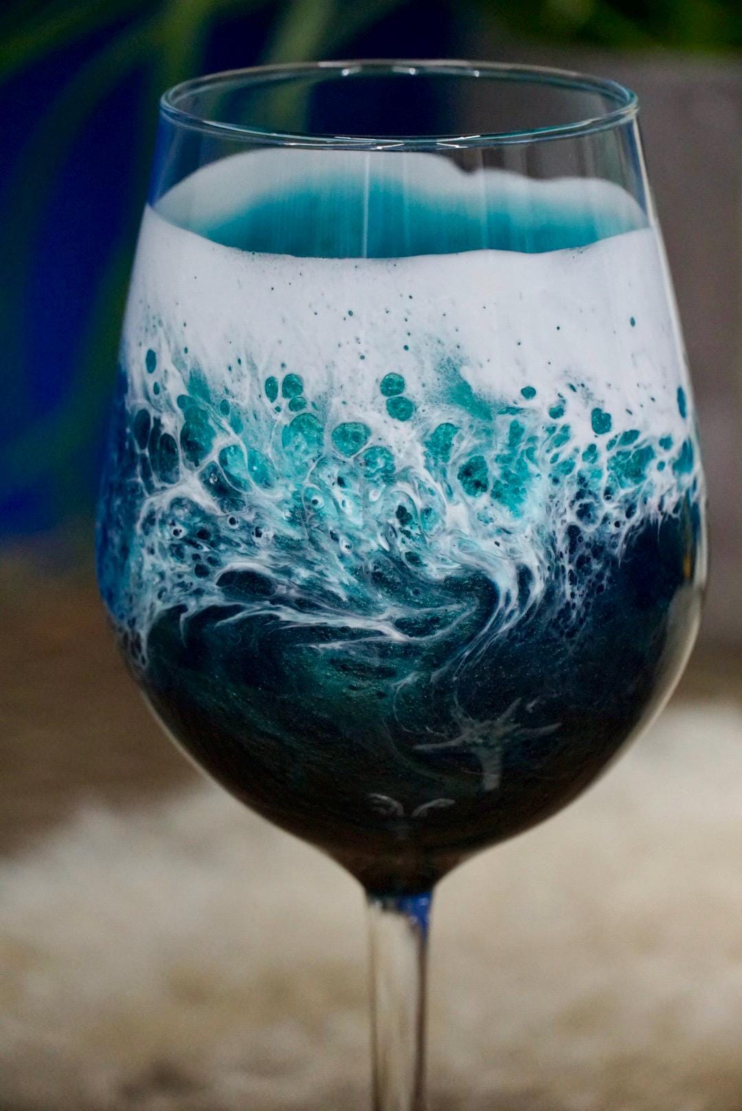 Turquoise Waves Wine Glasses | Coastal Decor