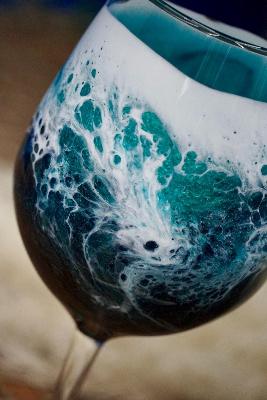 Turquoise Waves Wine Glasses | Coastal Decor