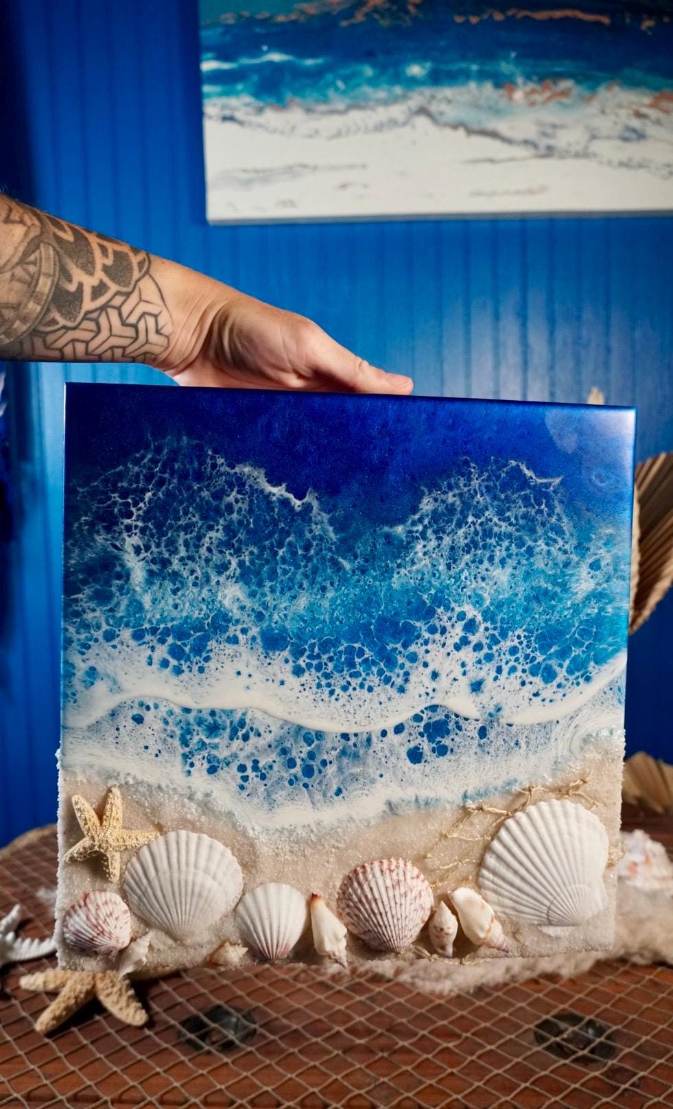 Ocean Waves and Sea Shell Tropical Wall Art