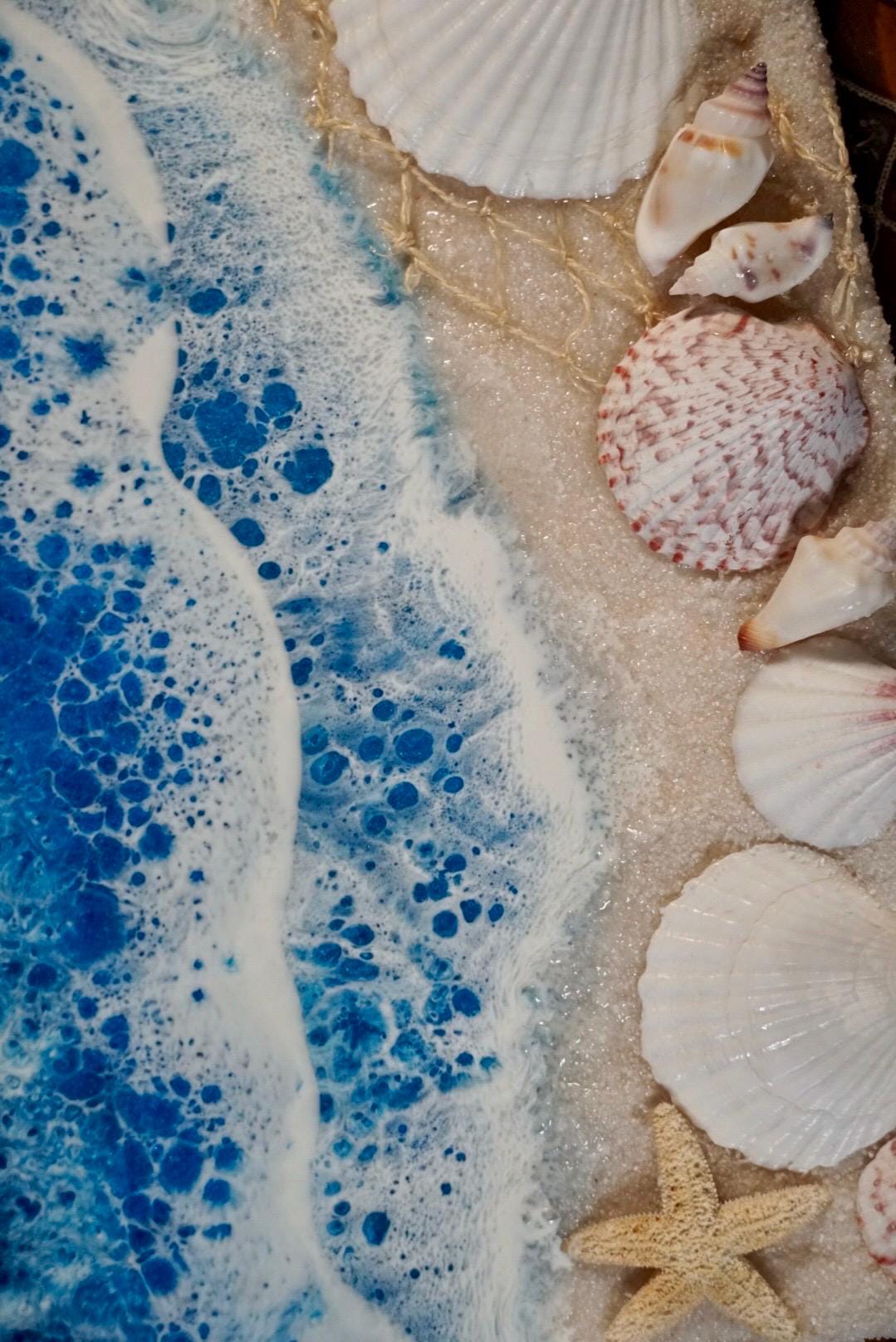 Ocean Waves and Sea Shell Tropical Wall Art