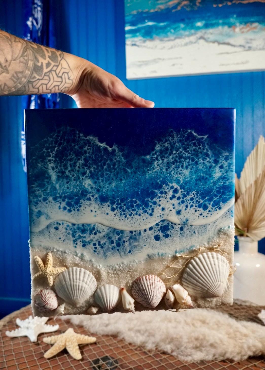 Ocean Waves and Sea Shell Tropical Wall Art