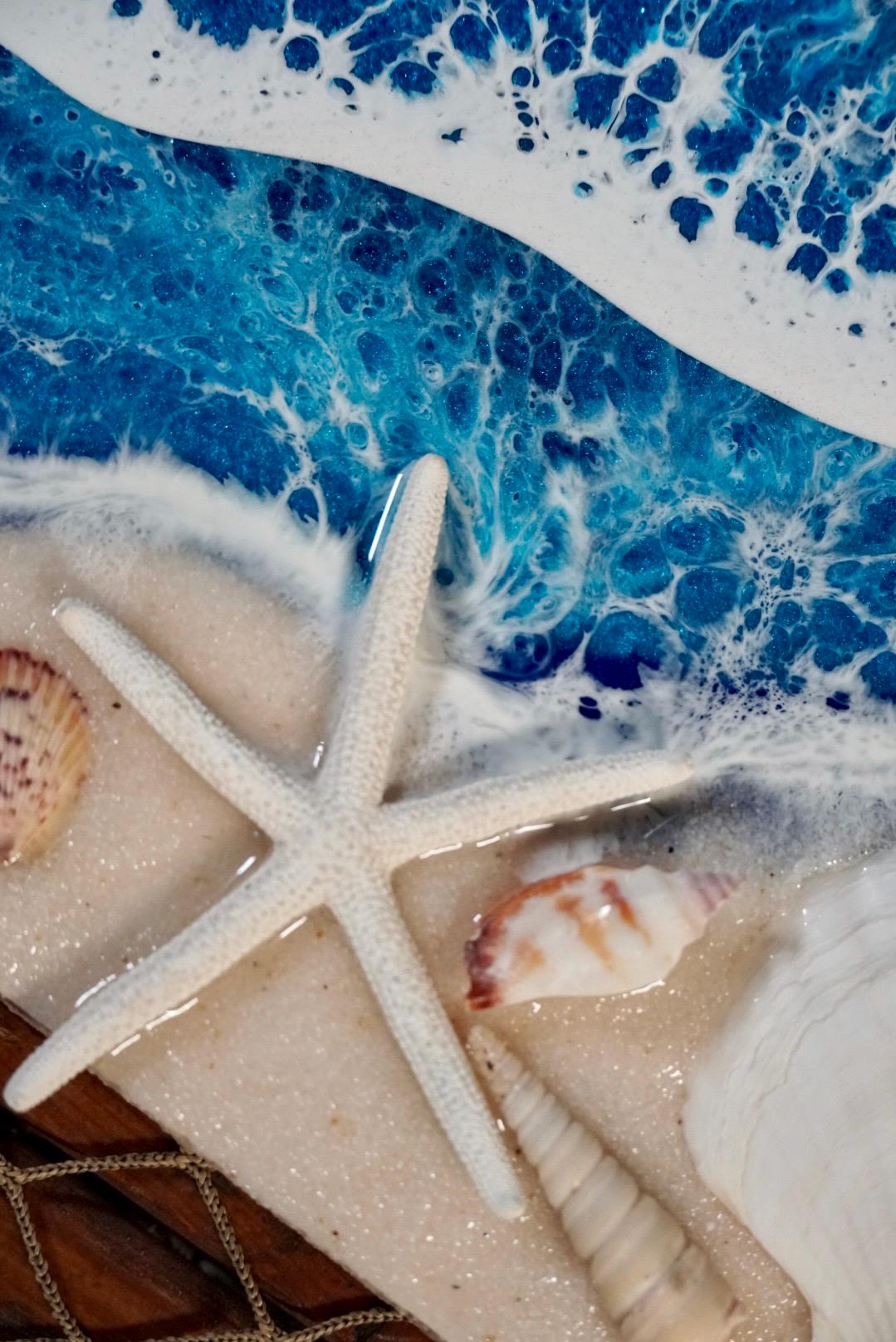Ocean Waves and Sea Shell Tropical Wall Art