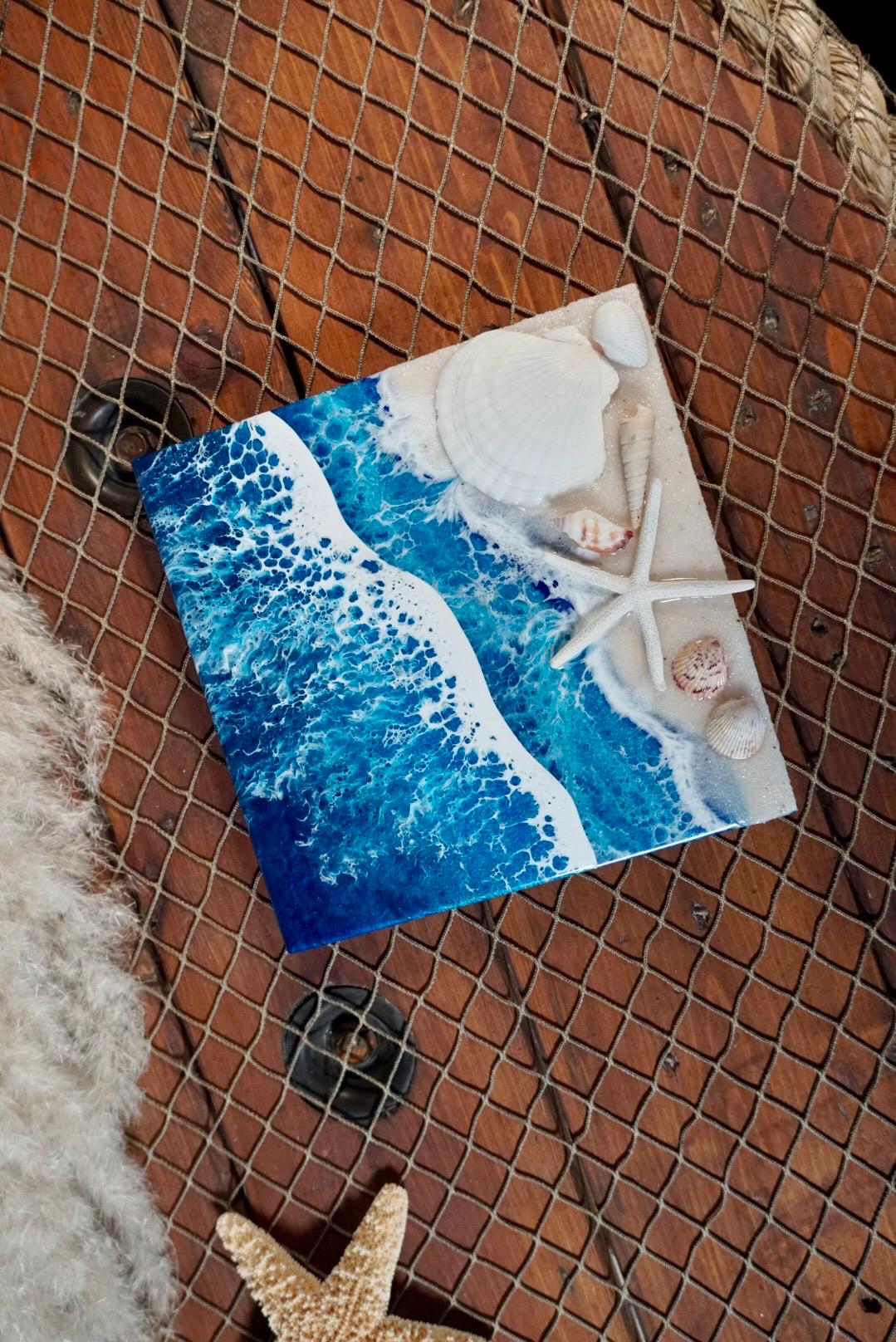 Ocean Waves and Sea Shell Tropical Wall Art