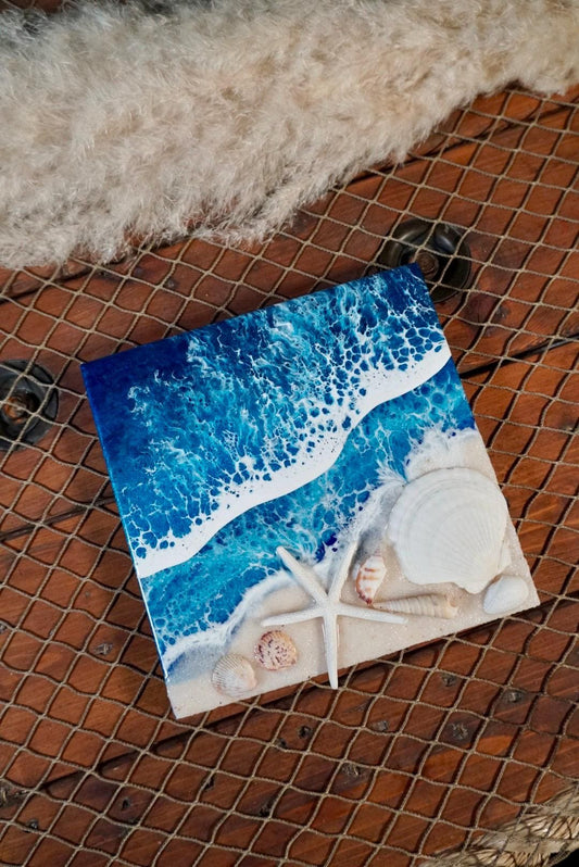 Ocean Waves and Sea Shell Tropical Wall Art