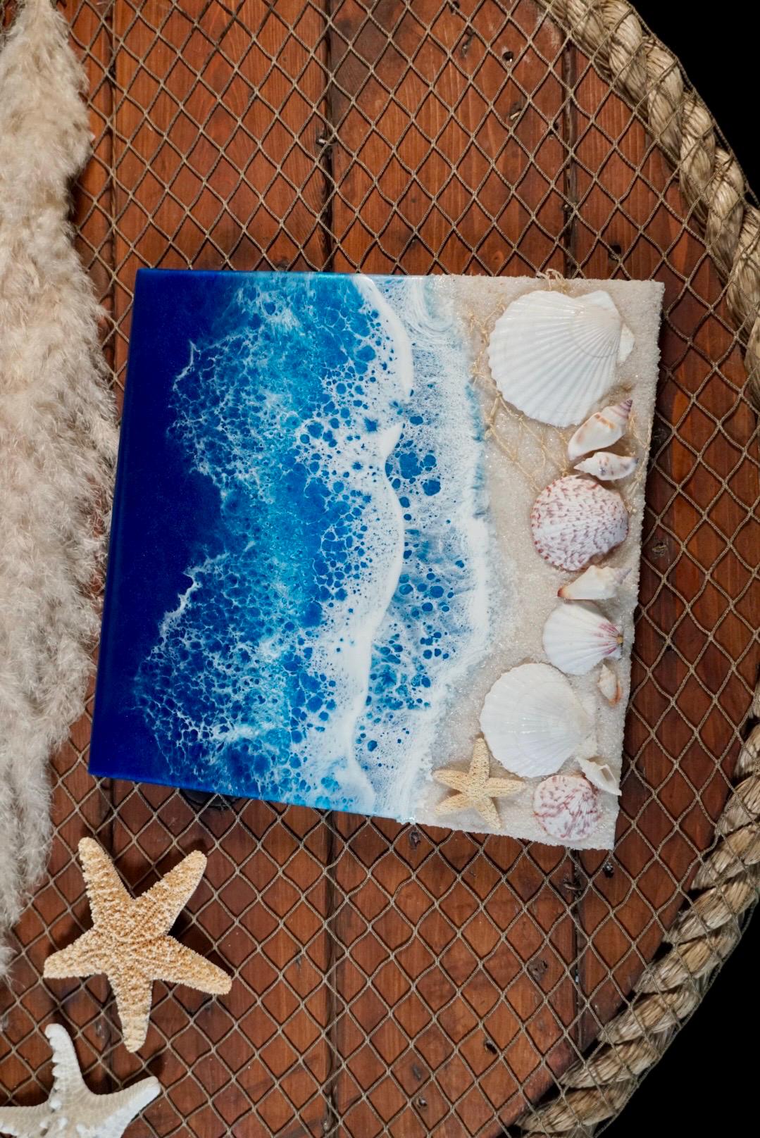 Ocean Waves and Sea Shell Tropical Wall Art
