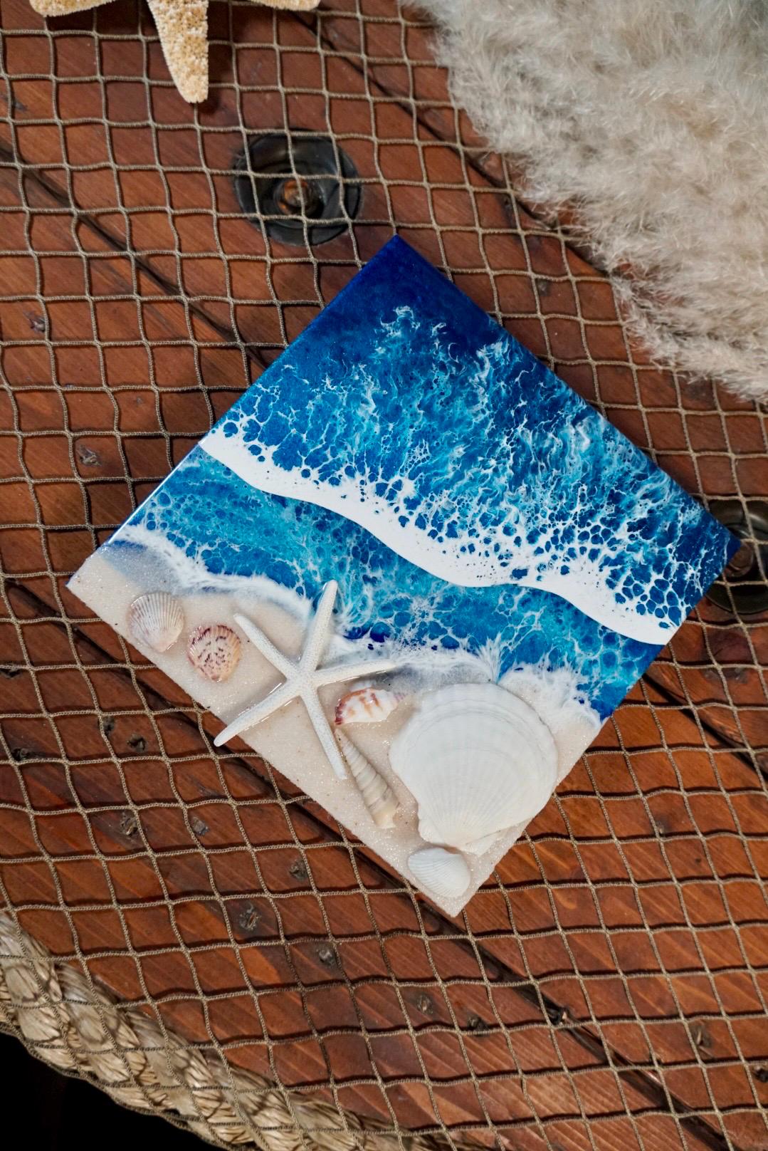 Ocean Waves and Sea Shell Tropical Wall Art