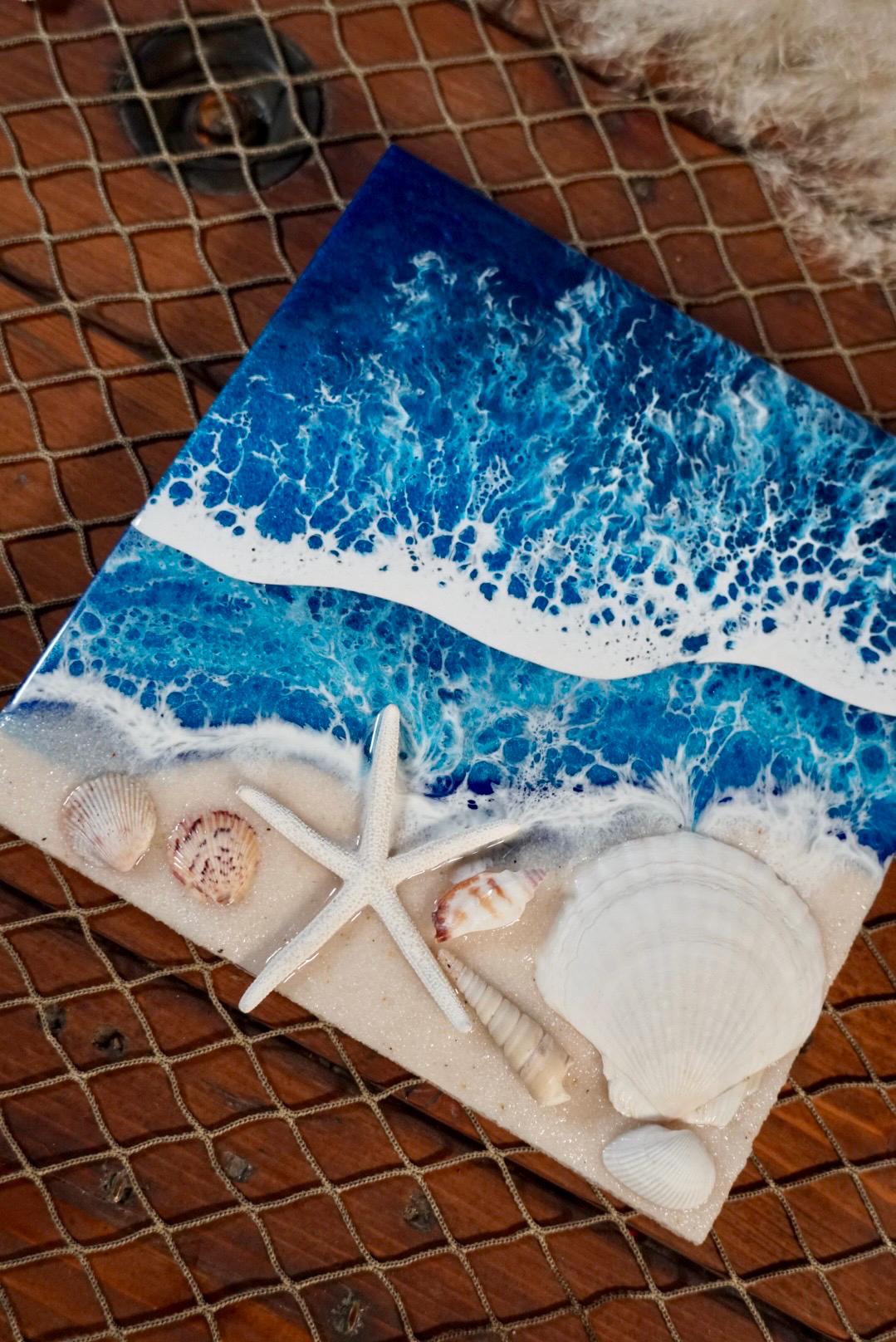 Ocean Waves and Sea Shell Tropical Wall Art