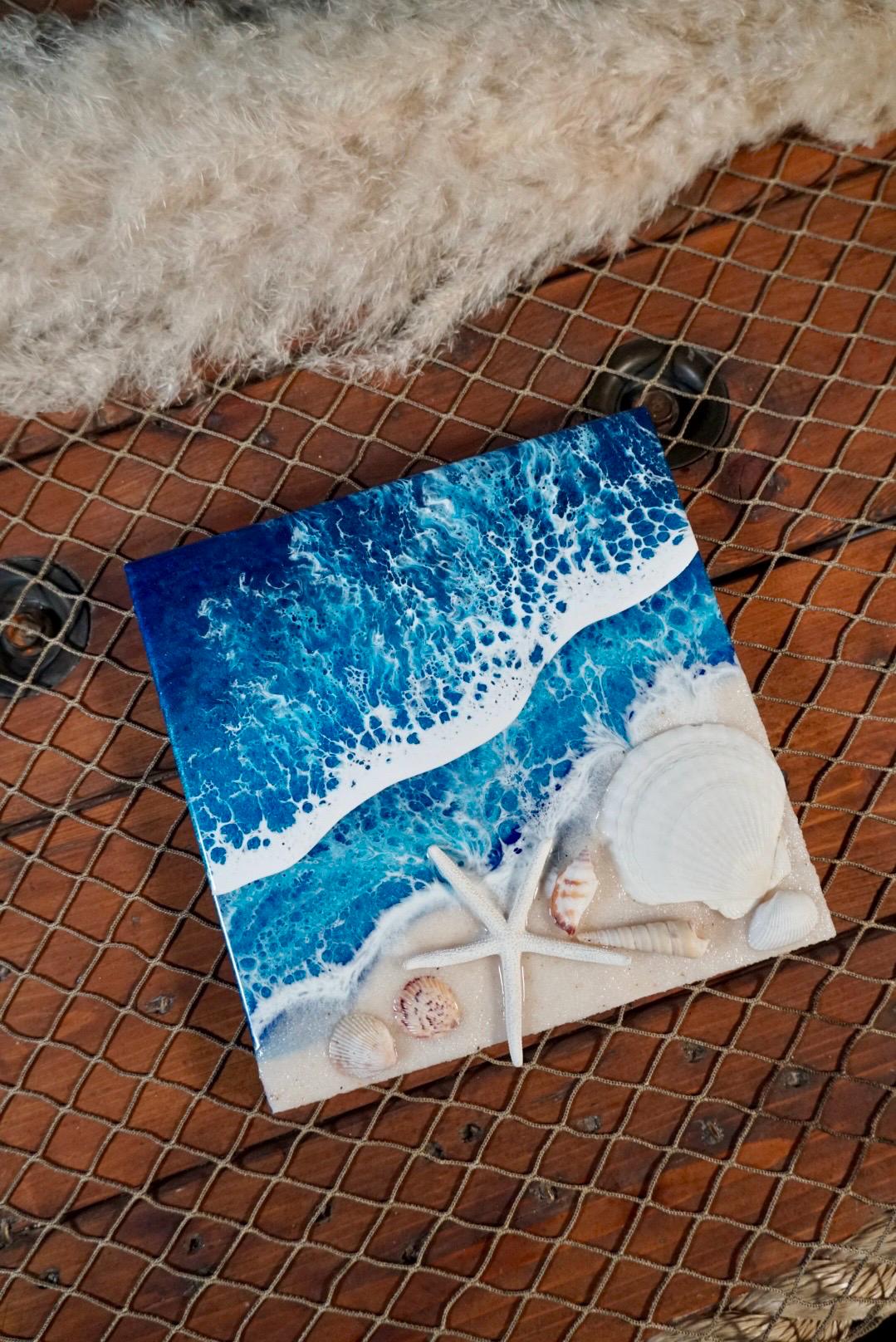 Ocean Waves and Sea Shell Tropical Wall Art