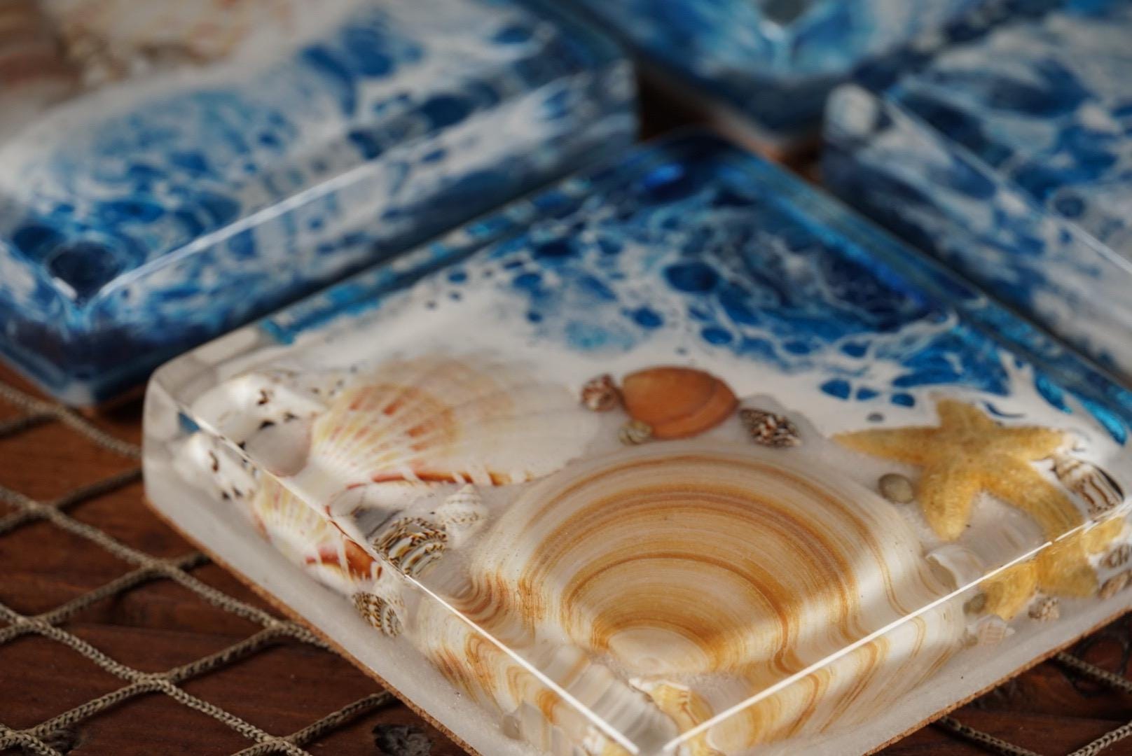 Ocean Waves Sea Scape Coasters set of 4