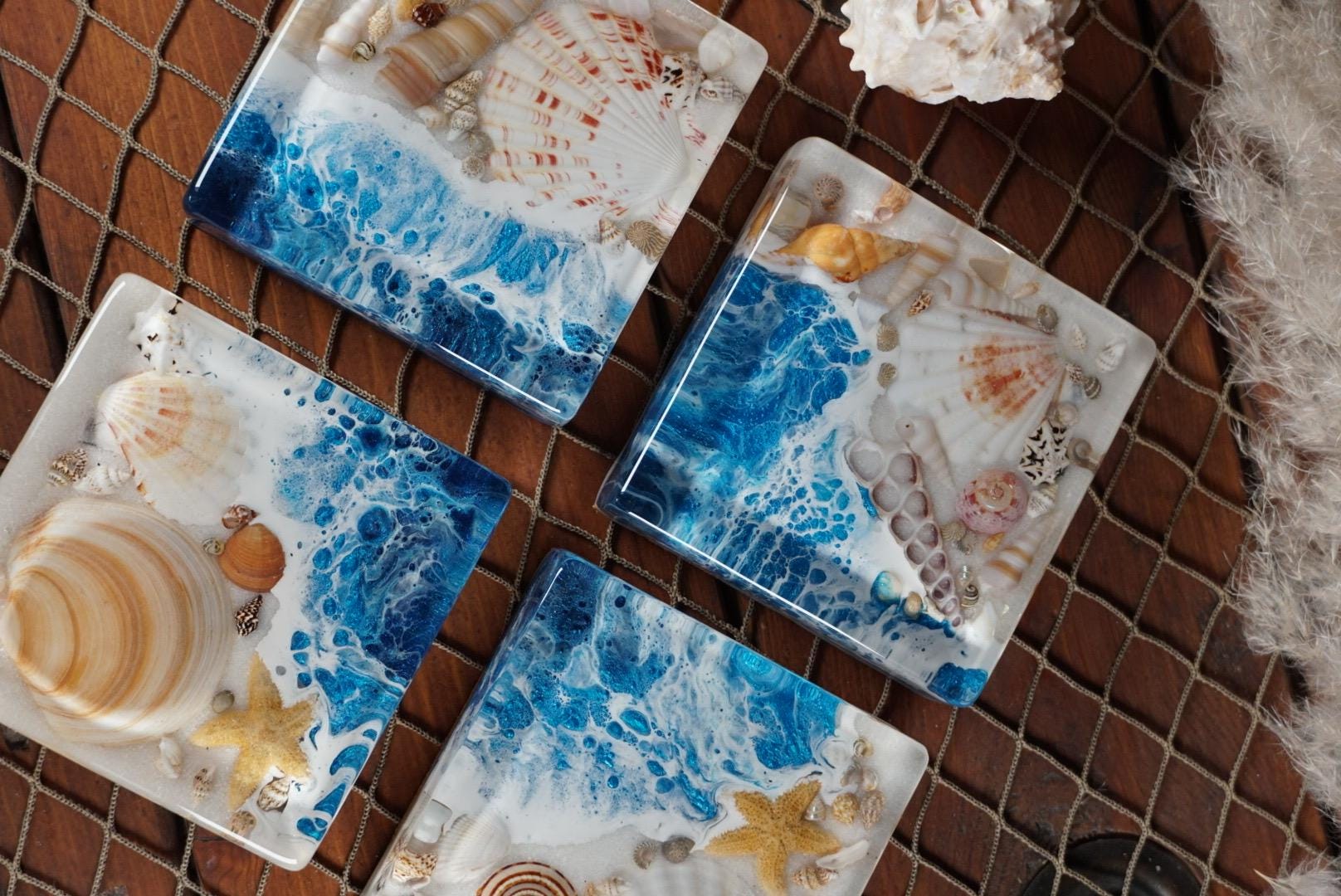 Ocean Waves Sea Scape Coasters set of 4