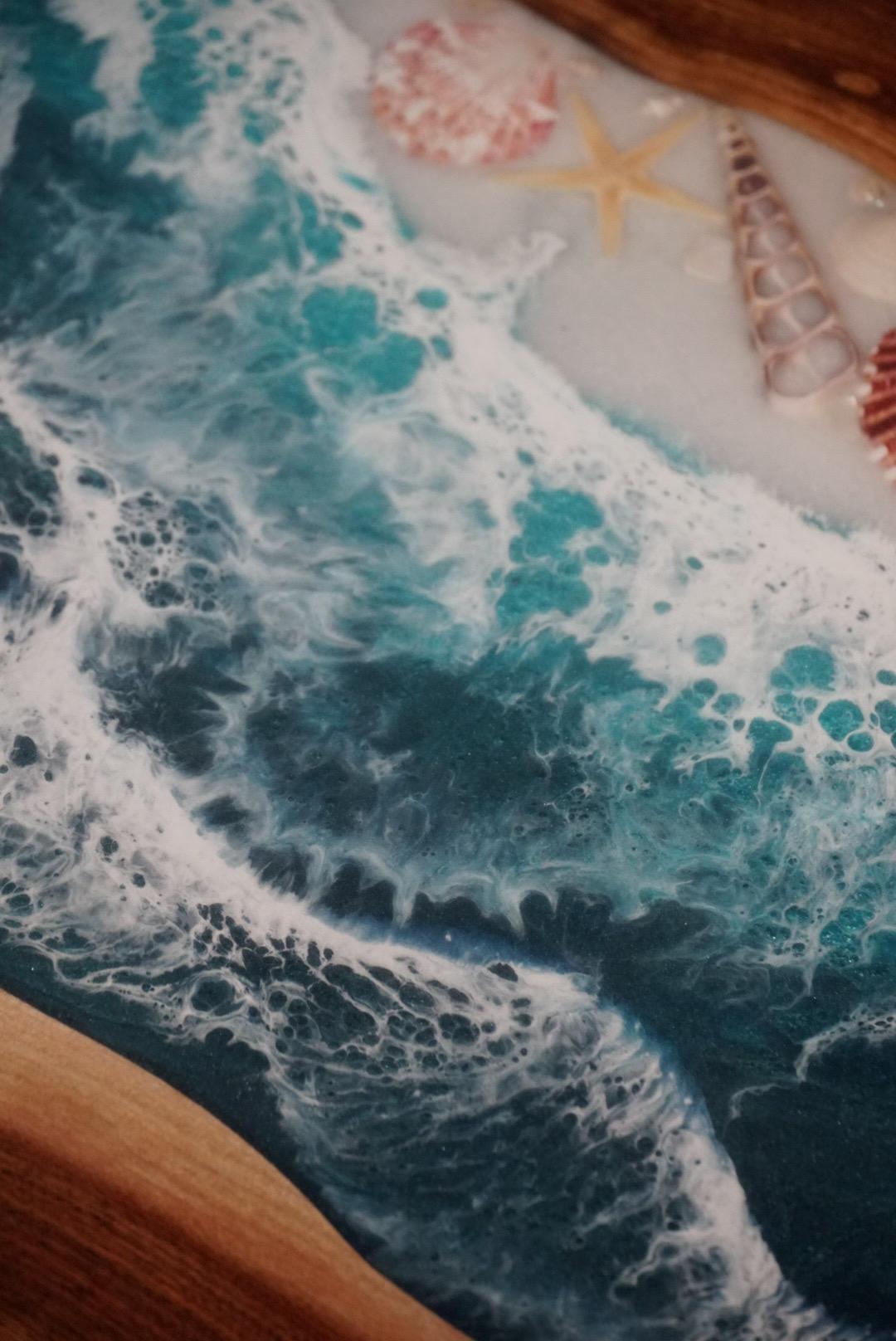 Sea Scape Ocean Waves Turquoise Table