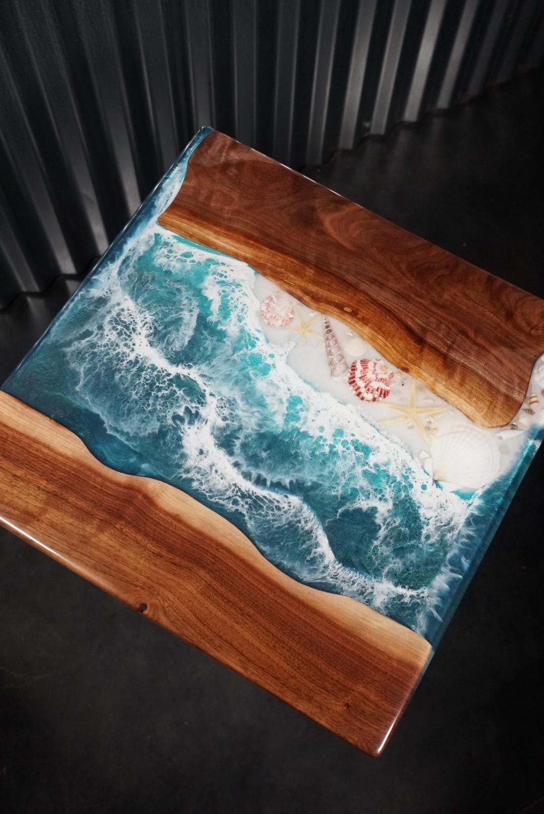 Sea Scape Ocean Waves Turquoise Table