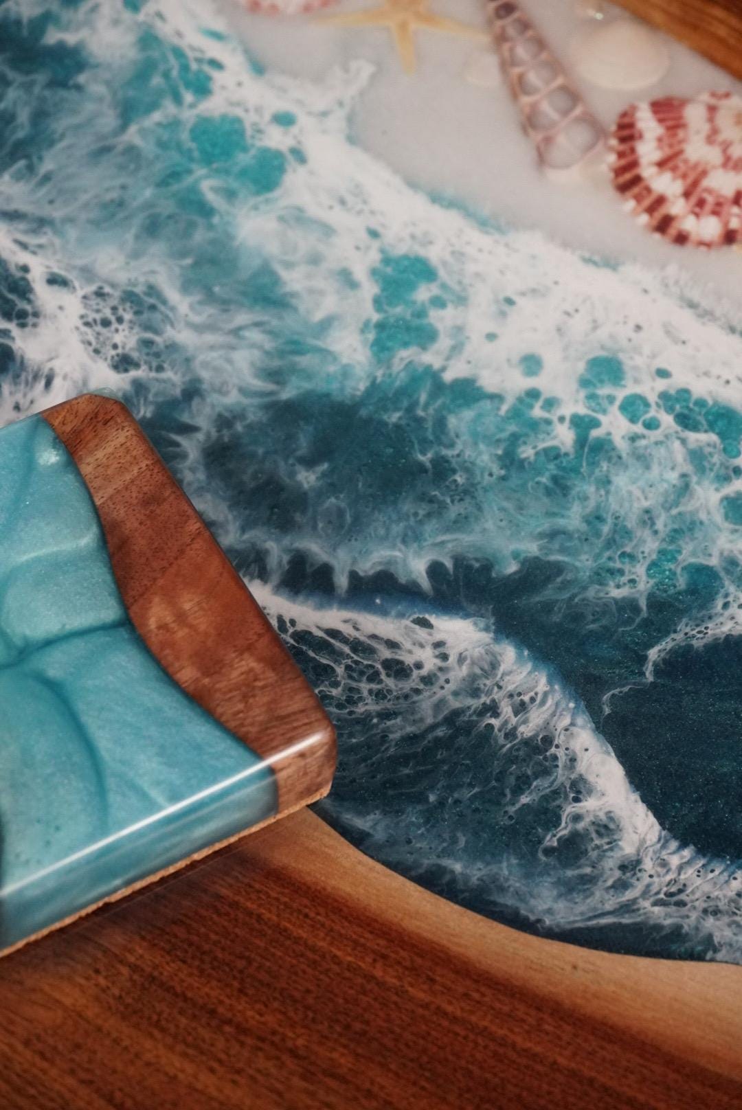 Sea Scape Ocean Waves Turquoise Table