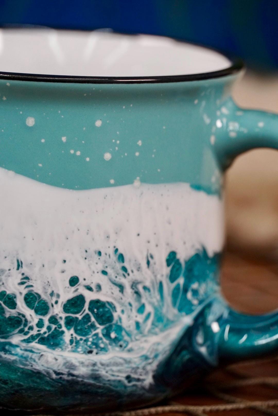 Turquoise Waves Ceramic Campfire Coffee Mug