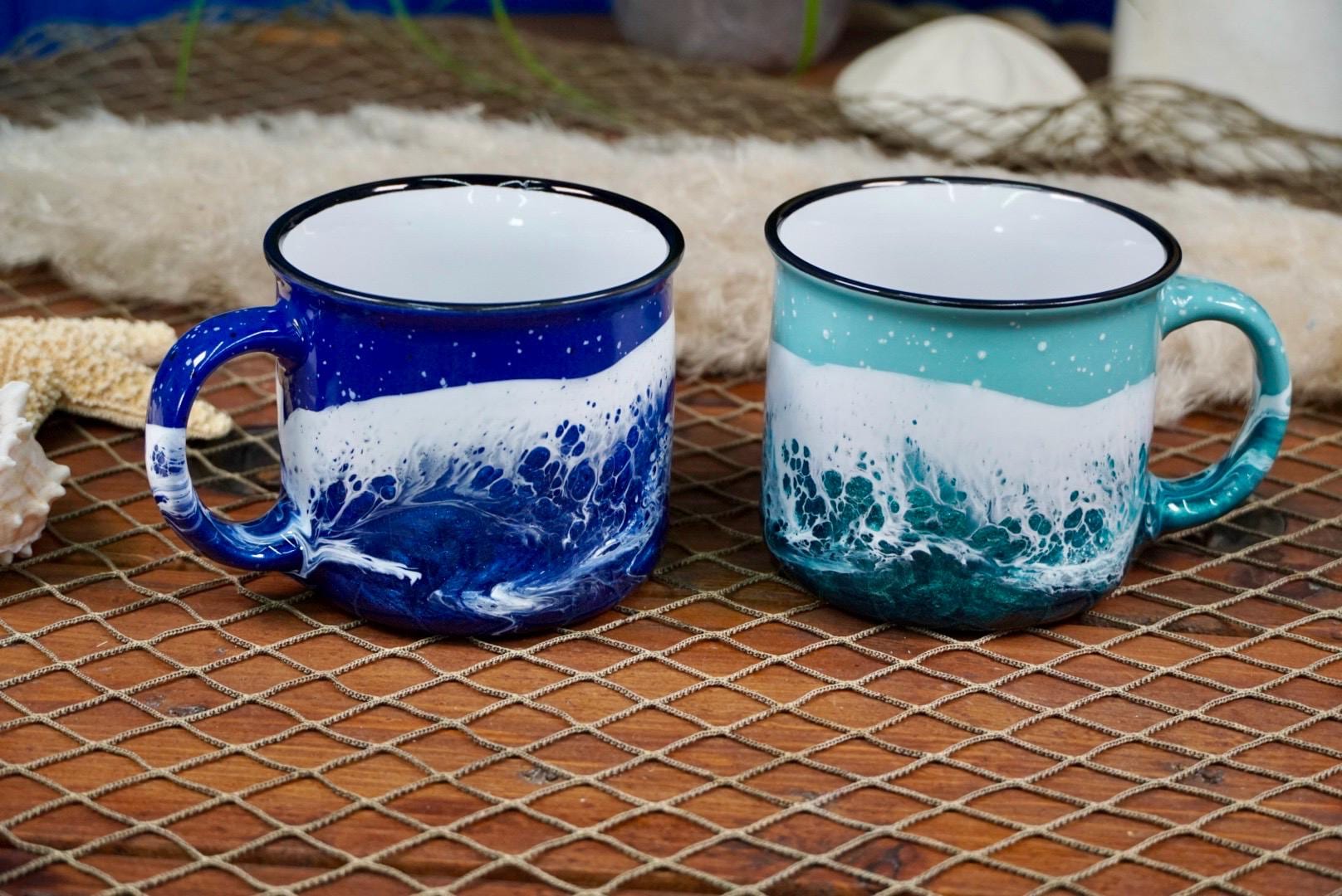 Ocean Waves Ceramic Campfire Coffee Mug