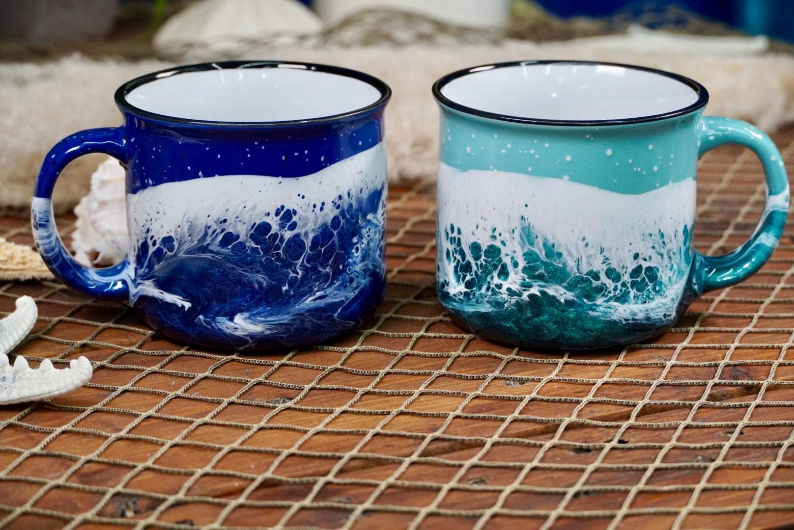 Ocean Waves Ceramic Campfire Coffee Mug