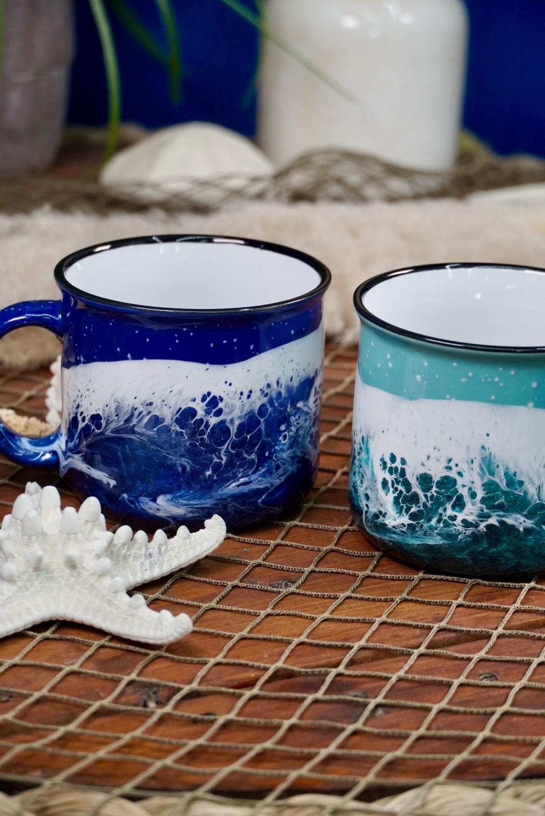 Ocean Waves Ceramic Campfire Coffee Mug
