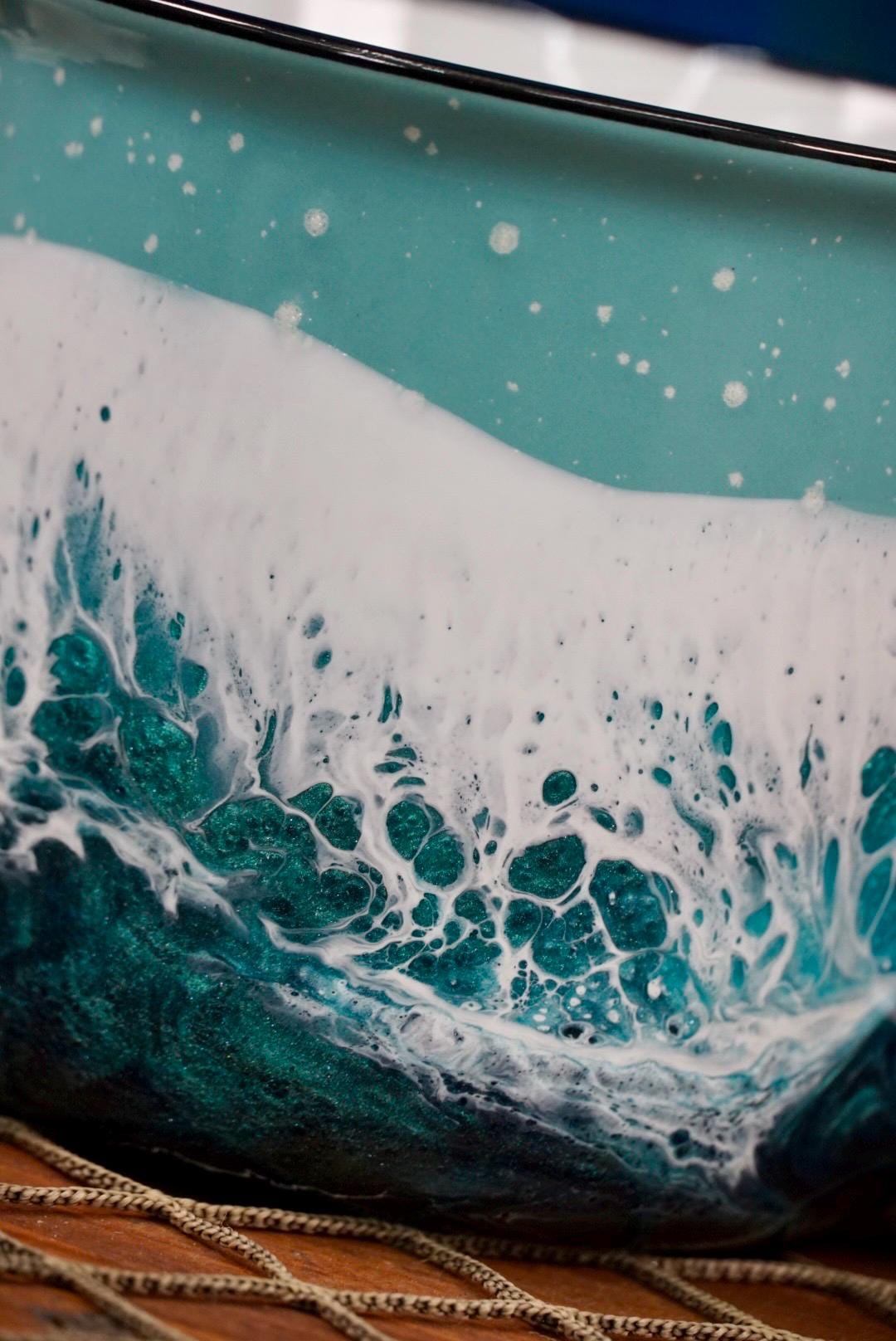Turquoise Waves Ceramic Campfire Coffee Mug