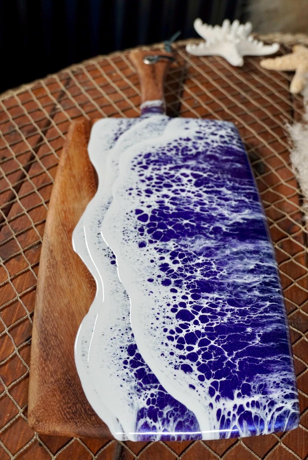 Purple Waves Acacia Wood Charcuterie Board | Cheese Board | Serving Board