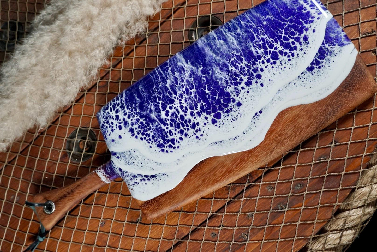 Purple Waves Acacia Wood Charcuterie Board | Cheese Board | Serving Board